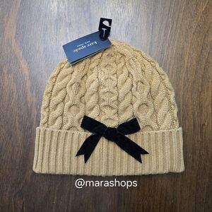 Kate Spade Tan Bow Cable Knit Beanie